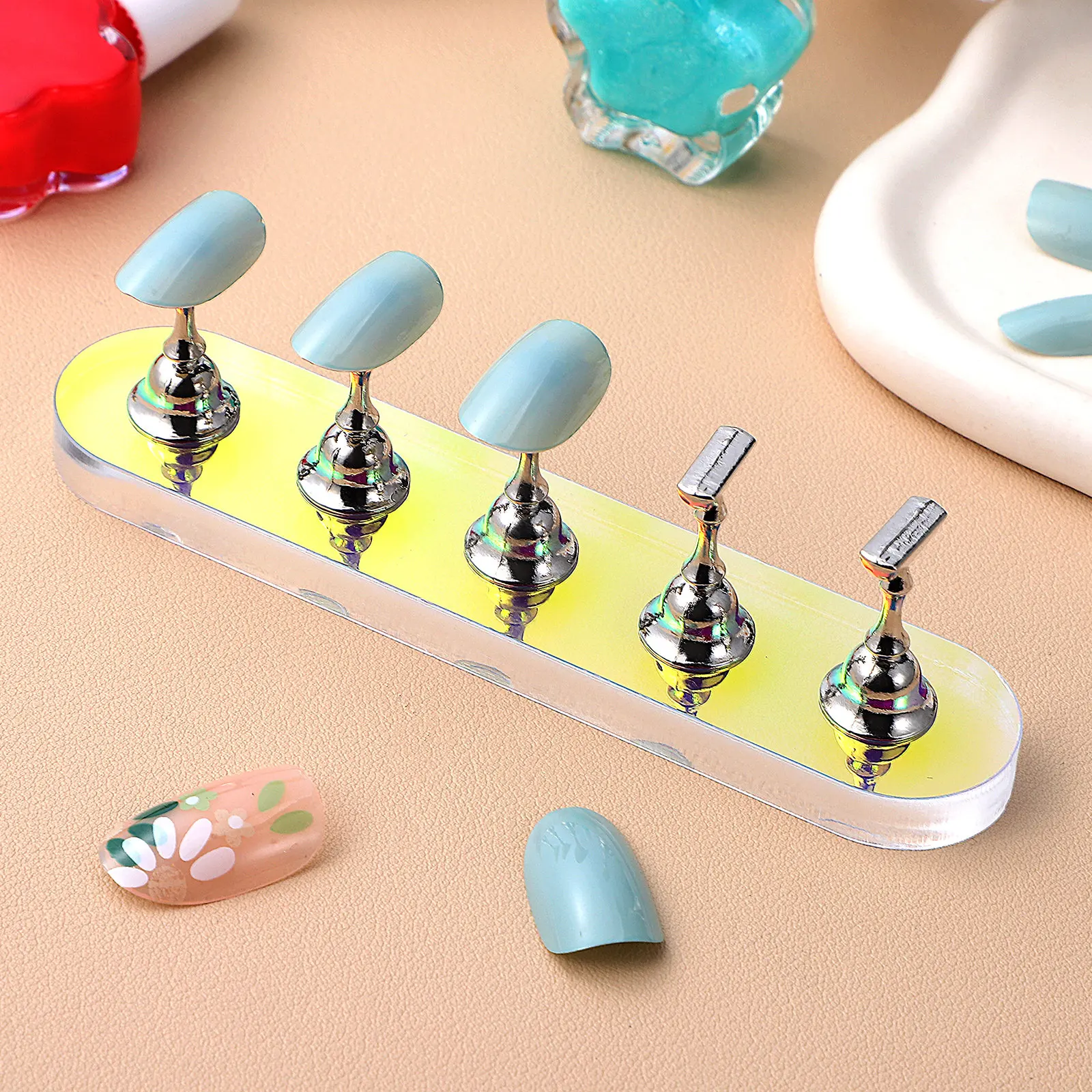 Acrylic Nail Stand for Press on Nails Fake Nails Display and Painting Practice Stable Non Slip Base Nail Art Tool for Home Salon