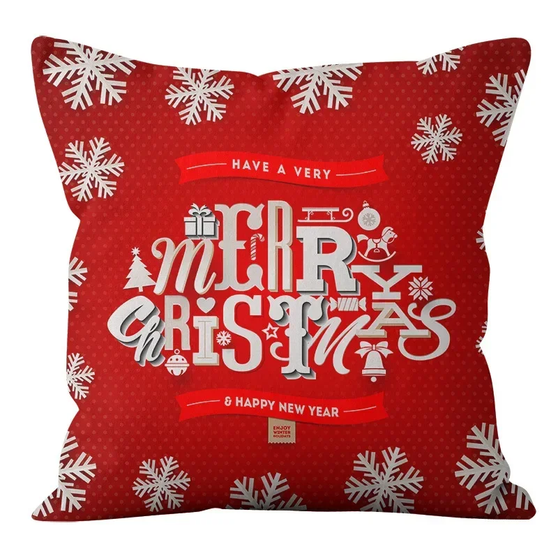 Christmas Red Pillow Cases Cross-border Nordic Festival Home Fabric Sofa Printed  Cushion Cover