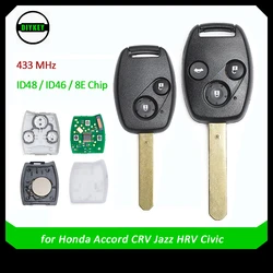 DIYKEY 433 MHz ID48 / ID46 / ID8E Chip Chiave remota di ricambio 2/3 pulsanti per Honda Accord CRV Jazz HRV Civic