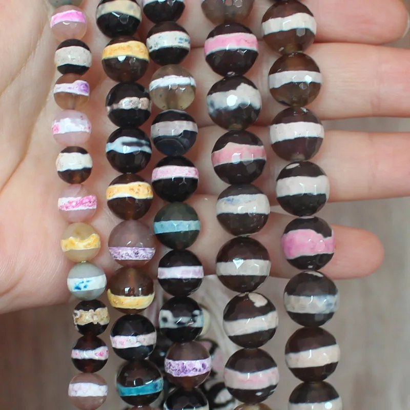 Faceted/Smooth/Frost Many Color 1Line Dzi Agate Round Beads , For DIY Necklace Bracelat Jewelry Making !