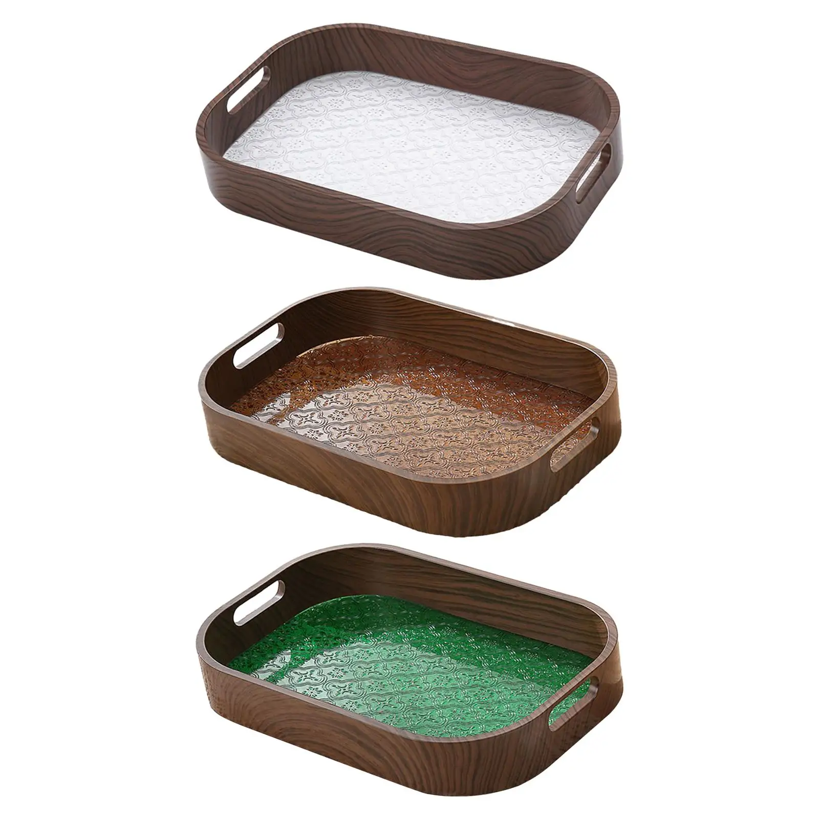 Serving Trays with Double Handle Tea Serving Tray Sturdy Snack Candies Plate