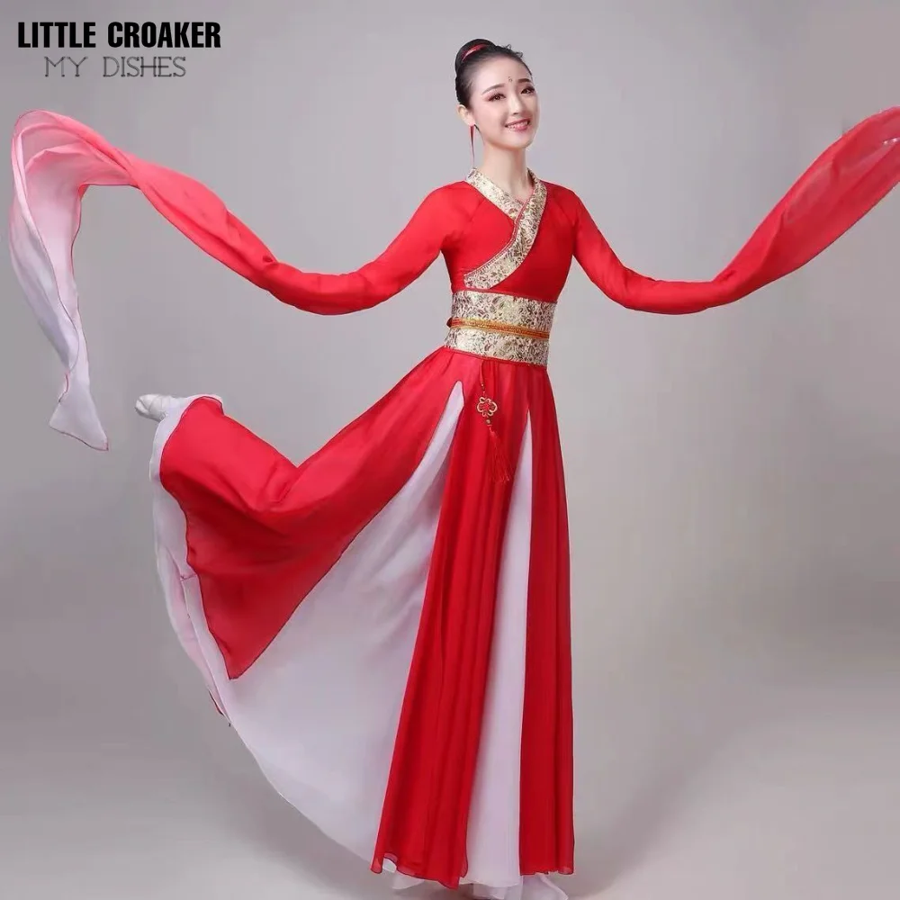 Vestiti da ballo con maniche ad acqua Jinghong Dance Hanfu Suit cinese classico Stage Performance abbigliamento Costume da ballo popolare cinese