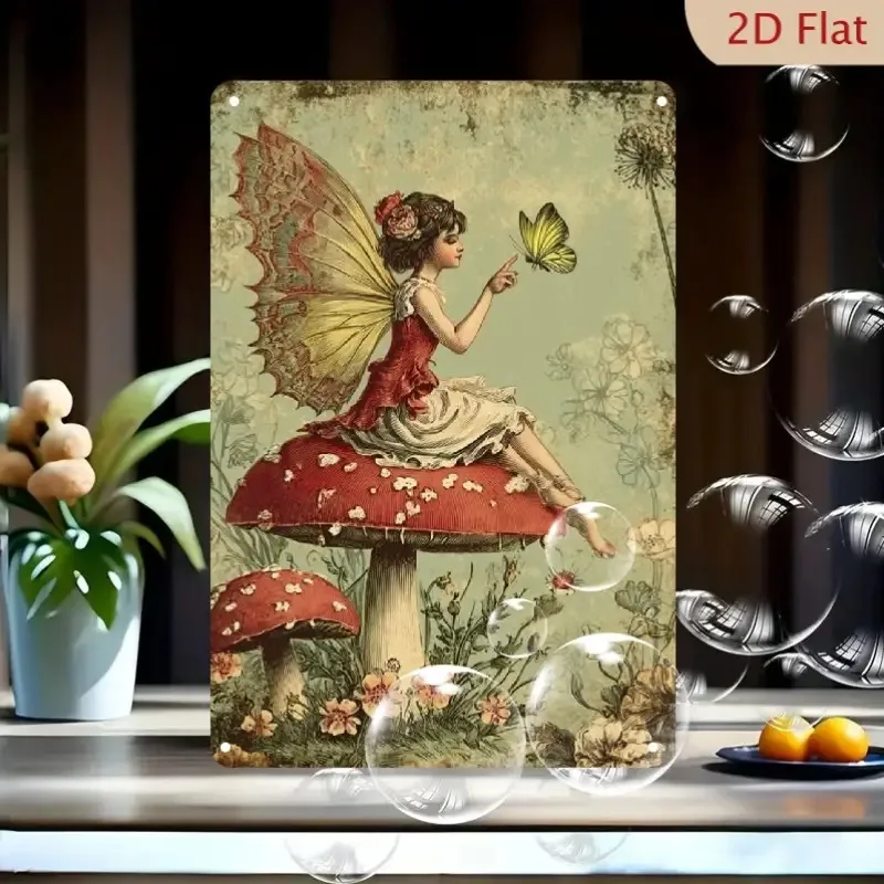 Metal Sign with a Fairy Tale Forest Elf Theme, Size 8x12inch, Is an Ideal Choice for Enhancing Home Decor.