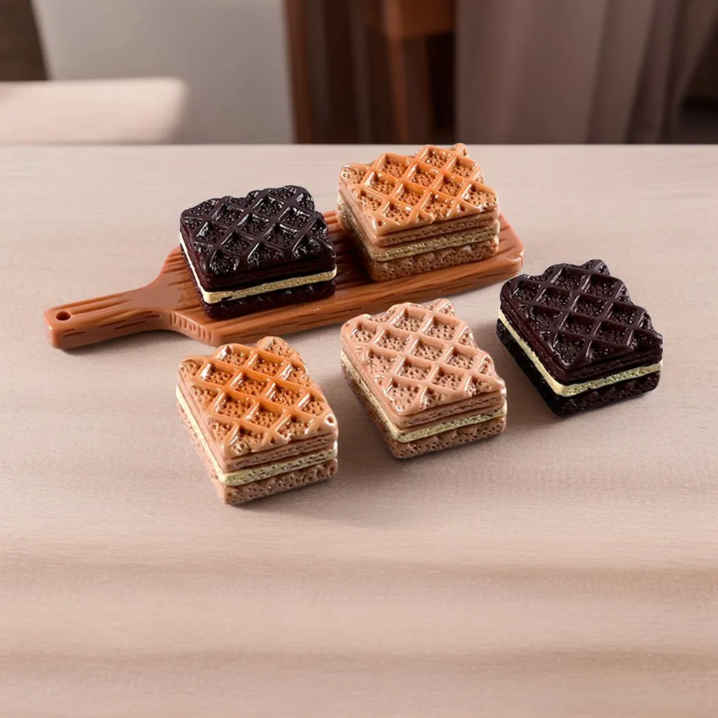 

1set Dollhouse Cookies Wafers with Plate Dessert Models DIY Dollhouse Simulated Miniature Food Play Toys Resin Doll Accessories
