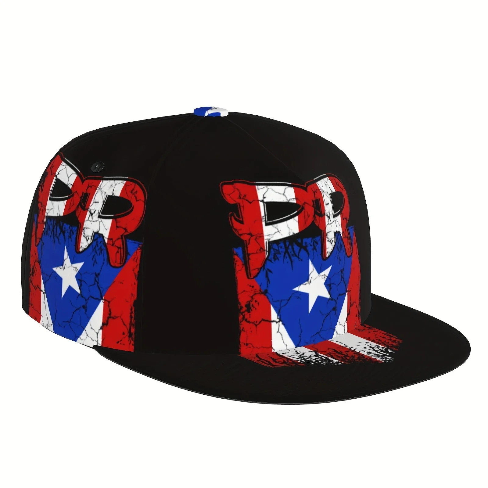 Customization Cool Hippie Flat Brim Baseball Cap, Puerto Rico Flag Print Punk Trucker Hat, Snapback Hat For Casual Leisure Outdo