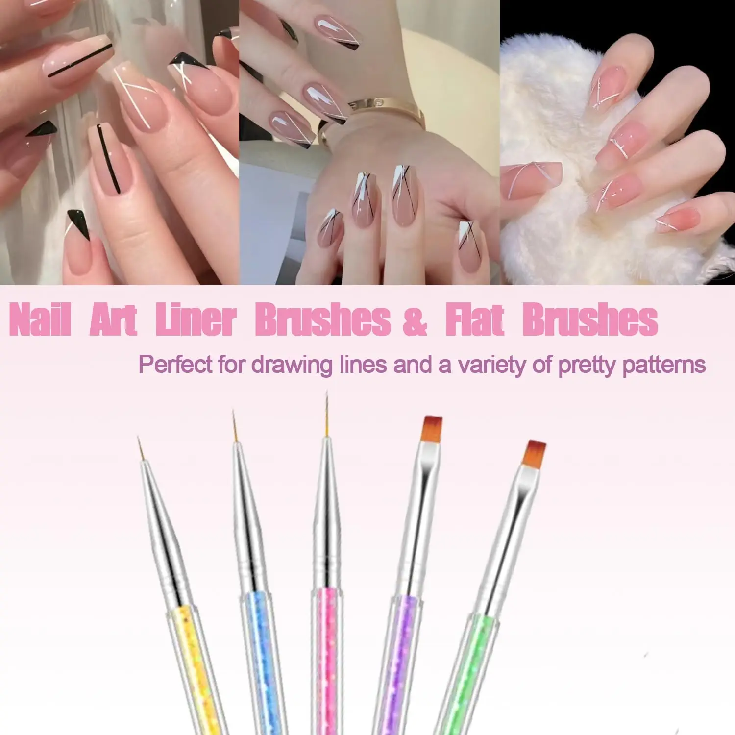 YIKOOLIN 7 Uds juego de cepillos de uñas profesionales de doble cabeza diseño de armadura para Gel UV Kit de herramientas de decoración de uñas para manicura de calidad de salón