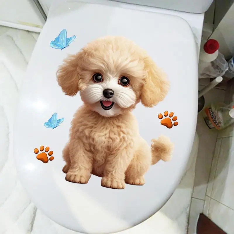 MT18# Cute Teddy Cartoon Stickers Bedroom Decoration Wall Stickers Bathroom Waterproof Toilet Stickers