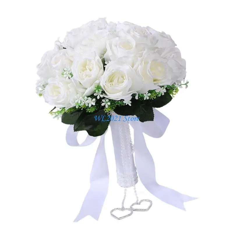 

G5GC Realistic Silk Rose Bridal Bouquet For Wedding Anniversaries Flower Arrangement Indoor Outdoor Decorative Accessories