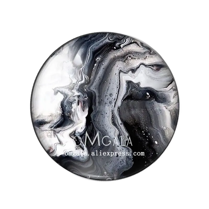 Imitation black marble texture patterns 12mm/14mm/18mm/20mm/25mm/30mm Round photo glass cabochon demo flat back Making findings