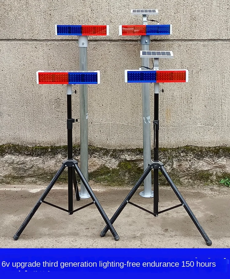 Solar Strobe Light Night Intersection Warning Light Safety Construction Barrier Light Red and Blue LED Flood Control Strobe Lamp