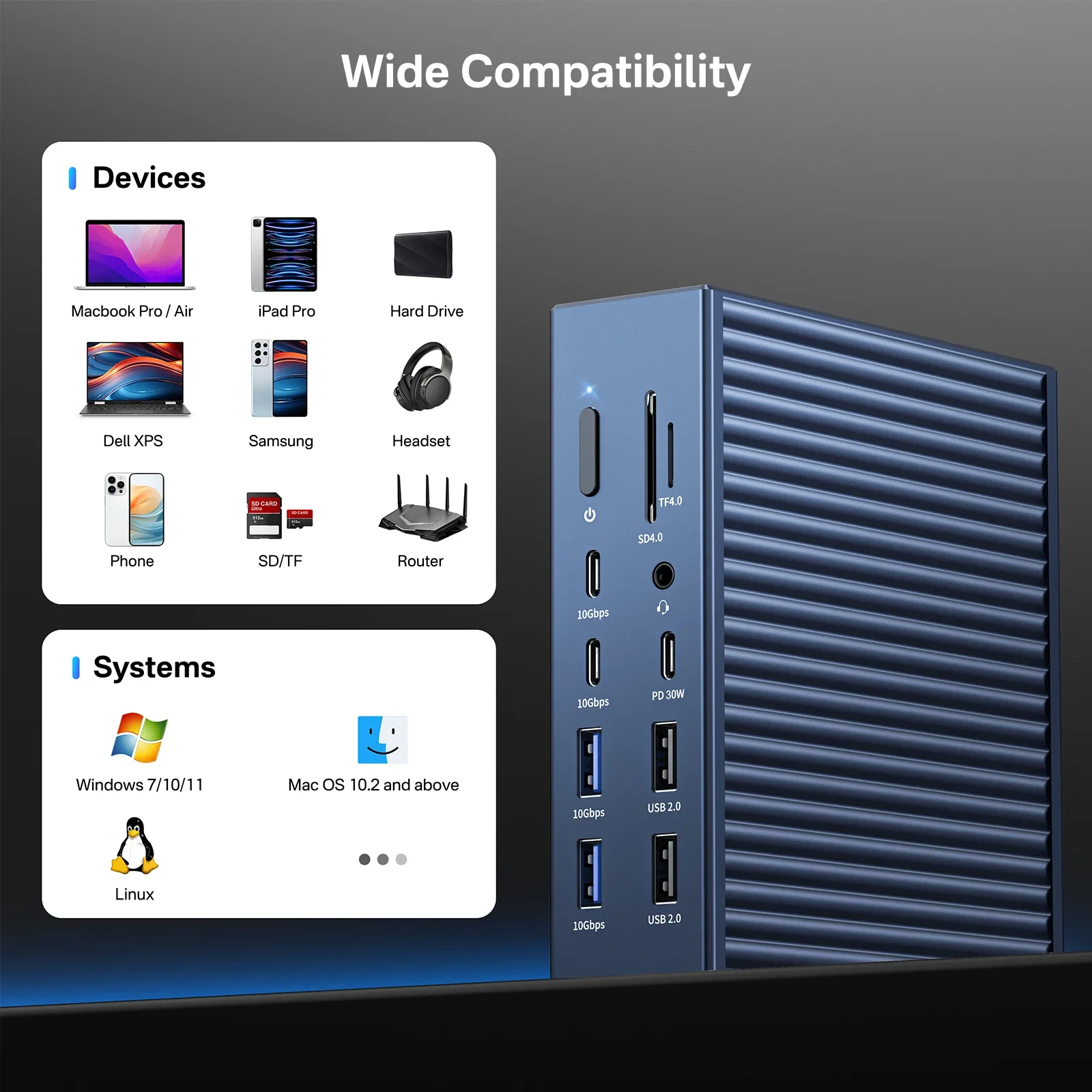 Imagem -05 - Acasis-docking Station para Macbook Pro Hub Thunderbolt 40gbps Usb 3.0 Usb 2.0 8k 60hz Potência de Entrada 240w Saída 90w 21 em 1