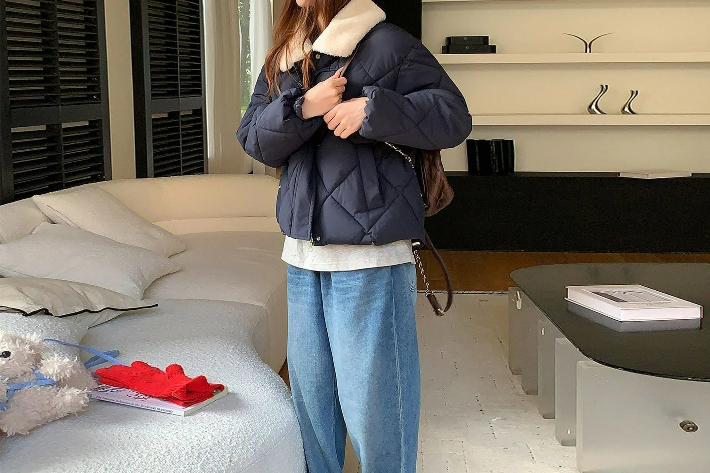 سترة شتوية قصيرة جديدة سميكة 2025 معطف قطني دافئ بنمط الماس #2