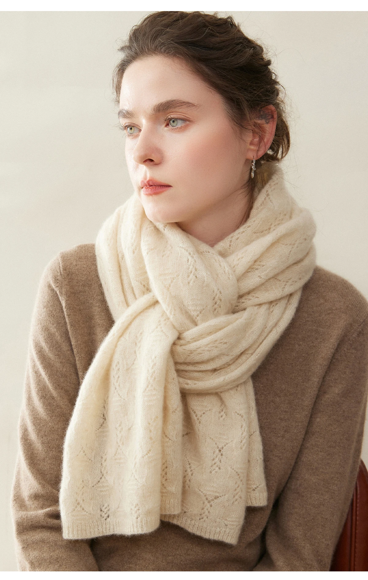 

KOIJINSKY New 100%Cashmere 180*40 Women in spring, autumn and winter, soft warm needle knitted scarf