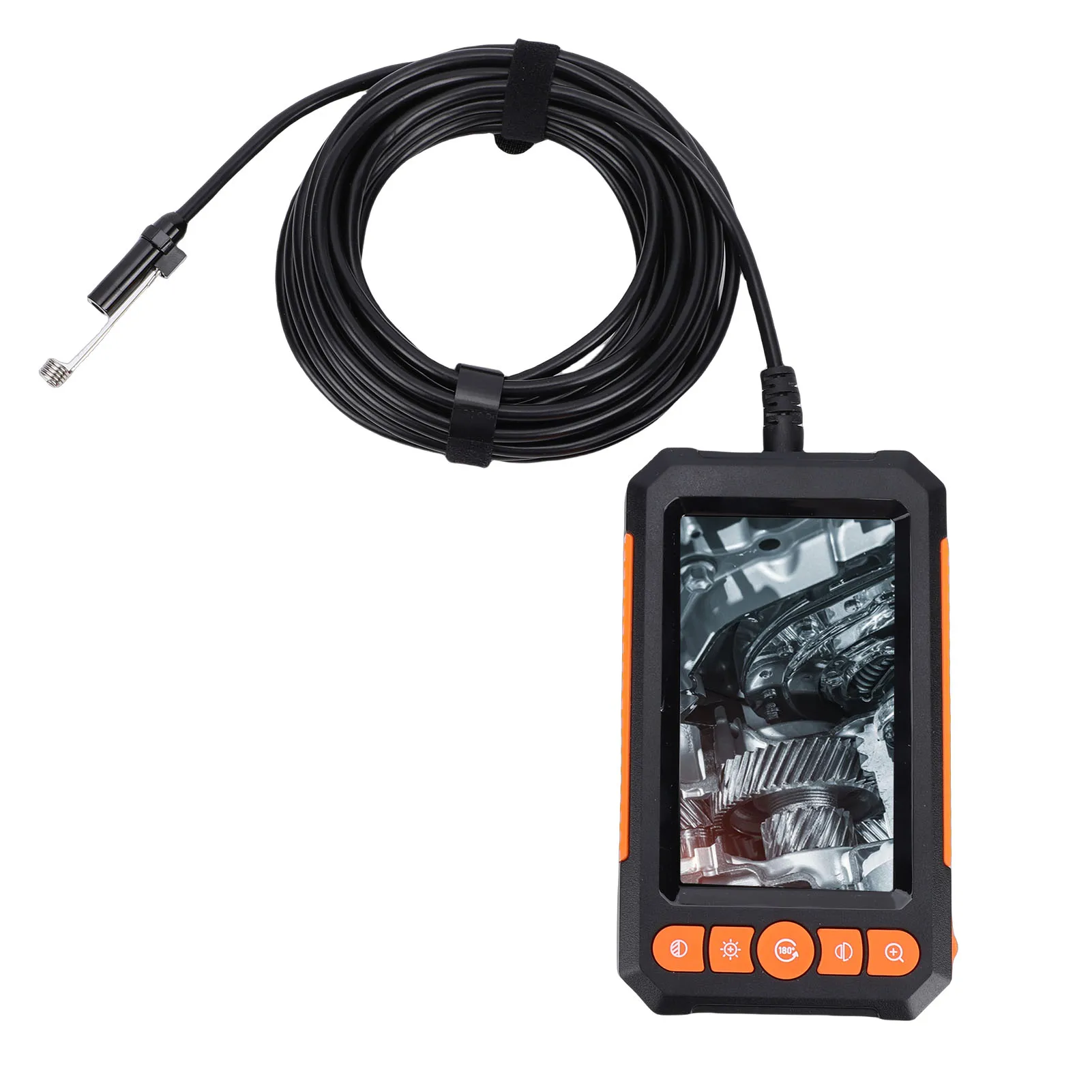 

Промышленный эндоскоп с подсветкой, 4,3-дюймовый экран, 8 мм, ручная камера с одной линзой для осмотра автомобильных труб, полужесткий кабель 10 м