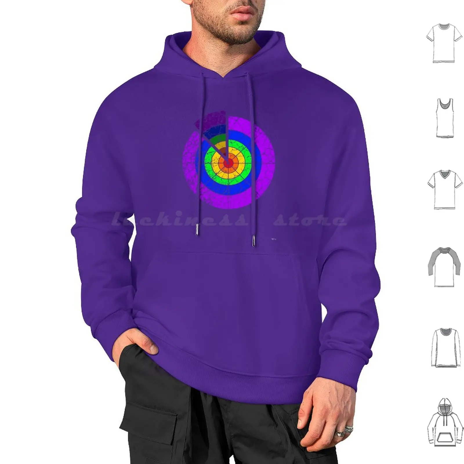 Rainbow Target Hoodies Long Sleeve Rainbow Target Circle Pie Chart Segment Stand Together Separation Colors Colorful