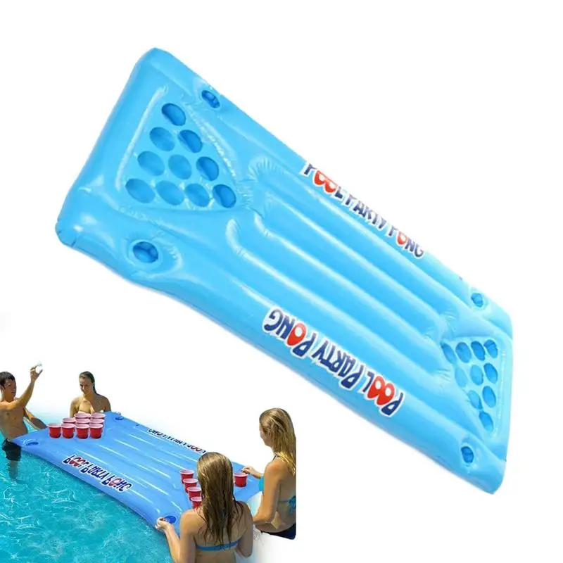 

Inflatable Pong Table Floating Pingpong Barge Beer Inflatable Pool Game Table Floating Raft Lounge For Women Men Outdoor Parties