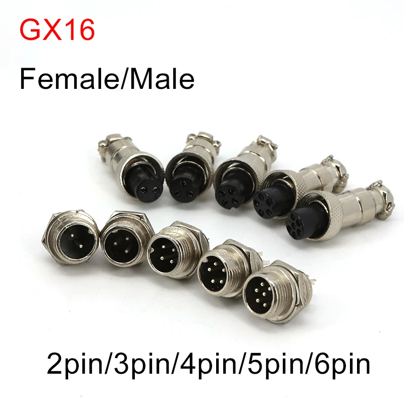 GX16 Metal Aviation Socket Coupler 2/3/4/5/6 Male-Female Connector Core Pin Electric Cable Terminal Fixed Butt Mobile Type K