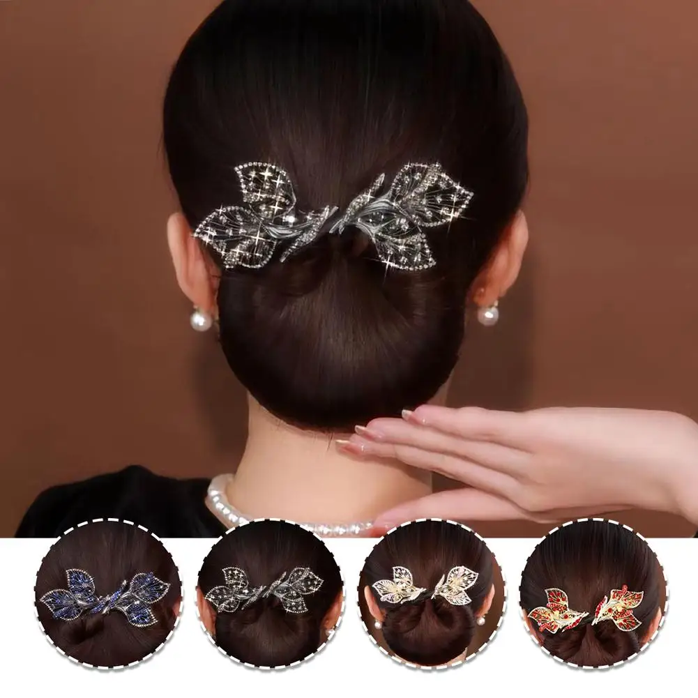 Rhinestone Flower Hair Clip Whale Tail Rhinestone Flower Hair Clip Lazy Hair Curler Deft Bun Maker Elegant Hair Clip For Women image 5