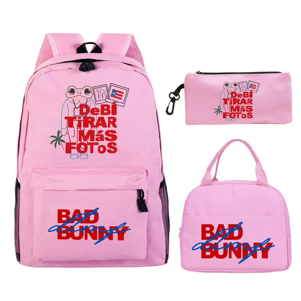 

Pop Singer Pattern Backpack Set with Lunch Bag & Pencil Case Durable Rucksack Teen Unisex School Bookbag Back To School Supply