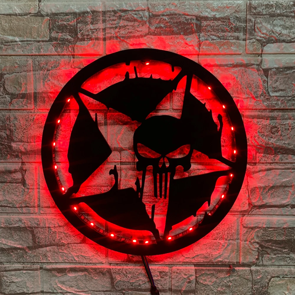 ZK50 Modern Cool Luminous Color-Changing Skull Color-Changing LED Wall Lamp USB Hanging Background Wall Decoration Night Light