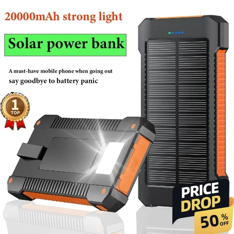 

20000mAh Paneles Solares Compass External Battery Outdoor Mobile Power Supply Portable Power Bank Suitable Xiaomi Iphoen Samsung