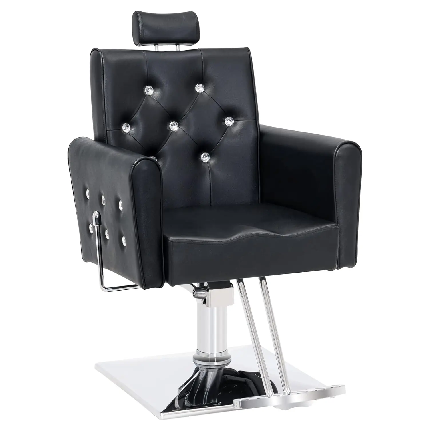Sillón de Barbero Hidráulico Clásico, Silla de Peluquería Antigua para Salón de Belleza, Equipo de Estilismo 3123 (Negro), Personalizable