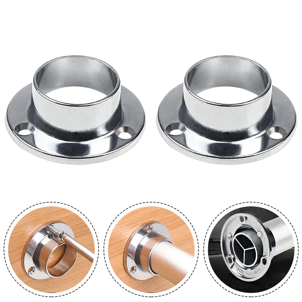 1Pcs Stainless Steel Flange Seat For Wardrobe Curtain Cloth Rod Seat Bracket Round Tube Seats Bracket Furniture Hardware