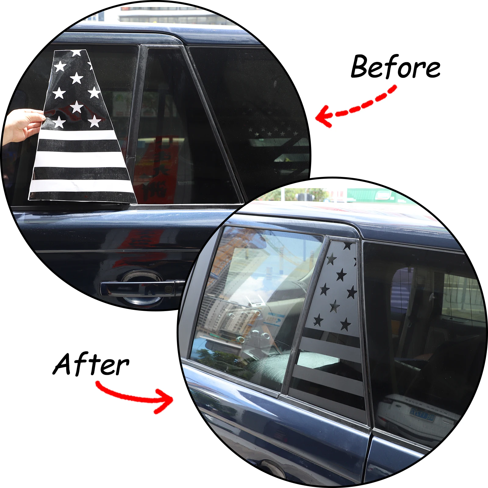 For Land Rover Range Rover Sport 2010-2013 PVC Car Rear Door Window American Flag Style Trim Sticker Accessories