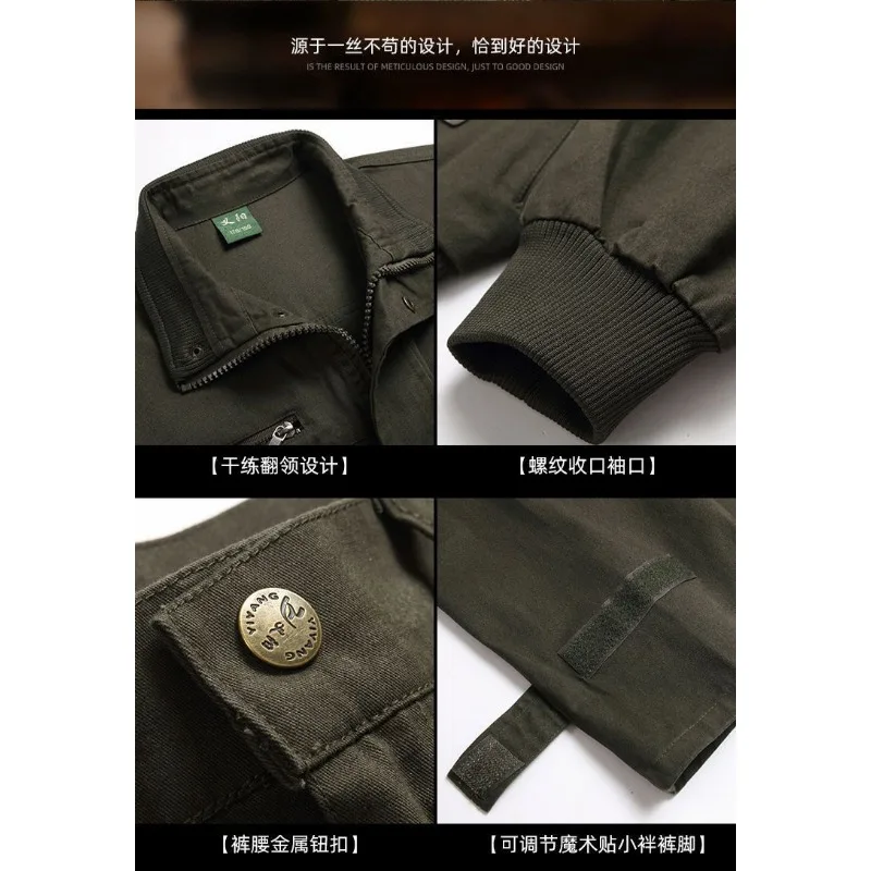 Men's Spring Autumn Thick Workwear Set Wear Resistant Multi Pocket Labor Uniform For Welding Construction Site Work - view 6