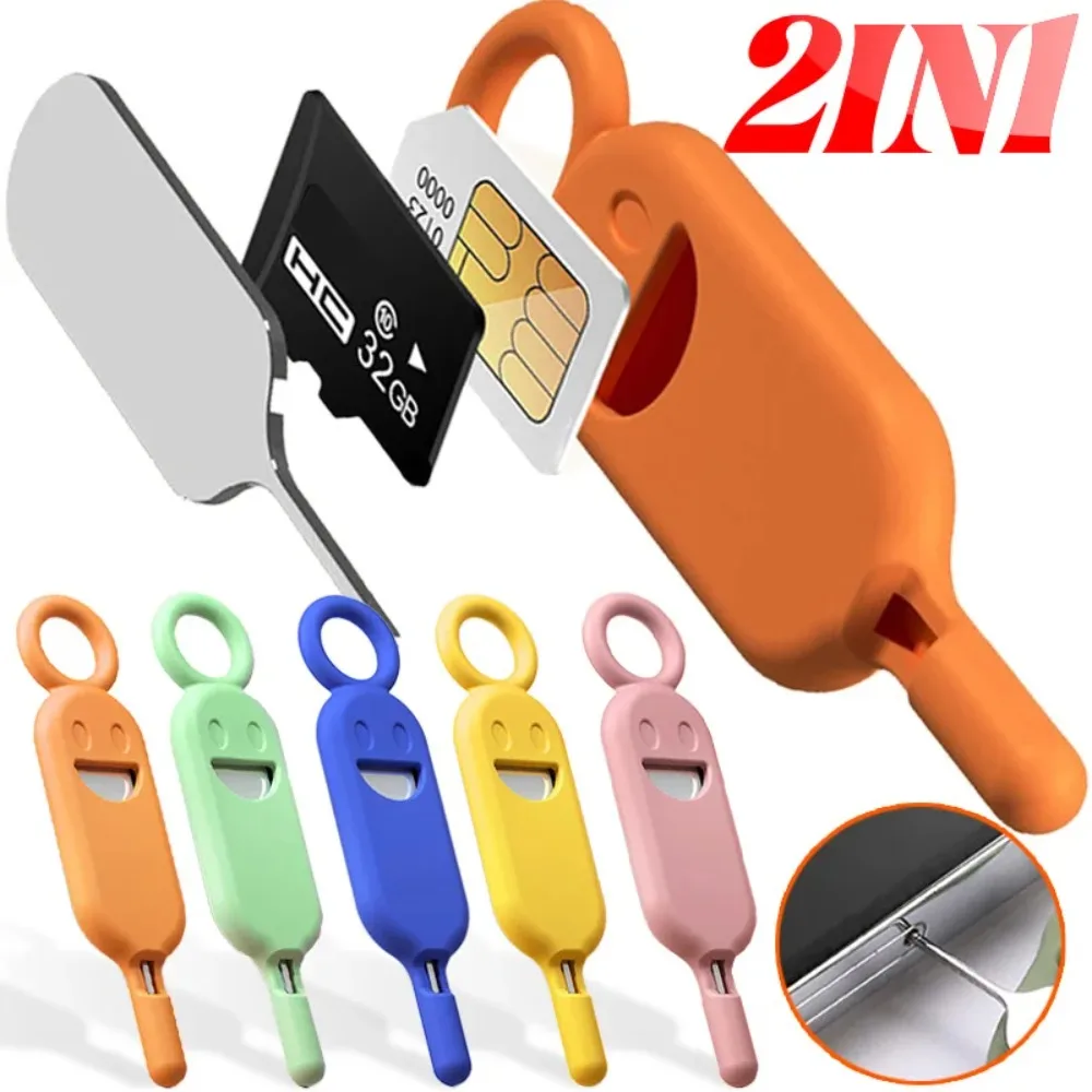 

2 IN 1 SIM Card Removal Needle Pin with Protector Holder Anti-Lost SIM Cards Storage Case Cellphone Accessories Keyring