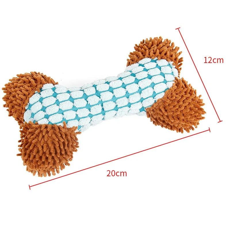 

Dog Chew Toy Plush Bone Squeaky Durable Bite Resistant Interactive Pet Toy Soft Washable Carpet Style Dog Training Supplies