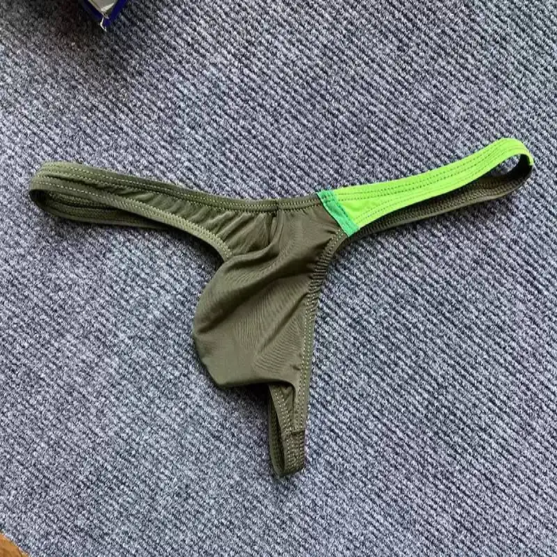 Men\'s  Thin  Low Waist Sexy Thong Thin Comfortable Pure Desire Ice Silk Pocket Men\'s Underwear Semi Transparent