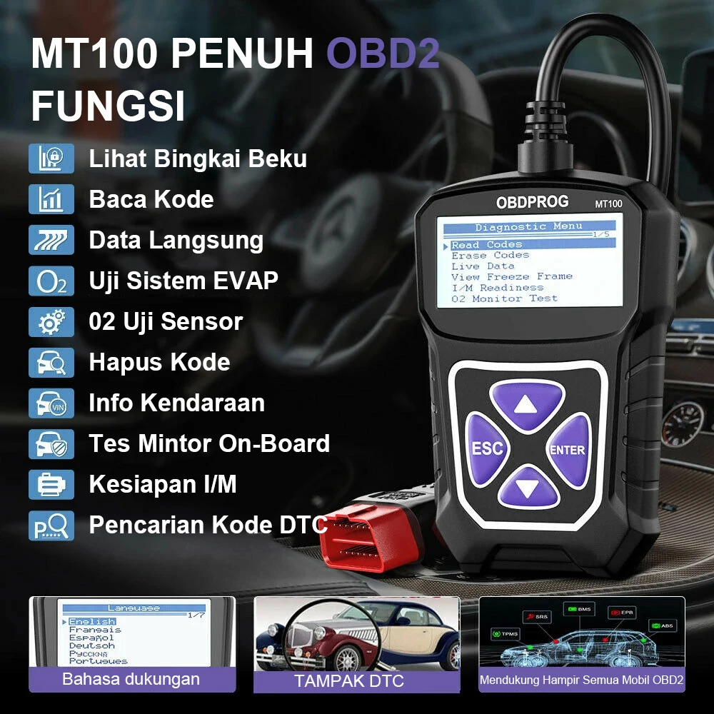 OBDPROG MT100 OBD2 Diagnostic Tool Professional Code Reader Scanner Tool Auto Car Automotive Scanner EOBD Engine Check PK ELM327