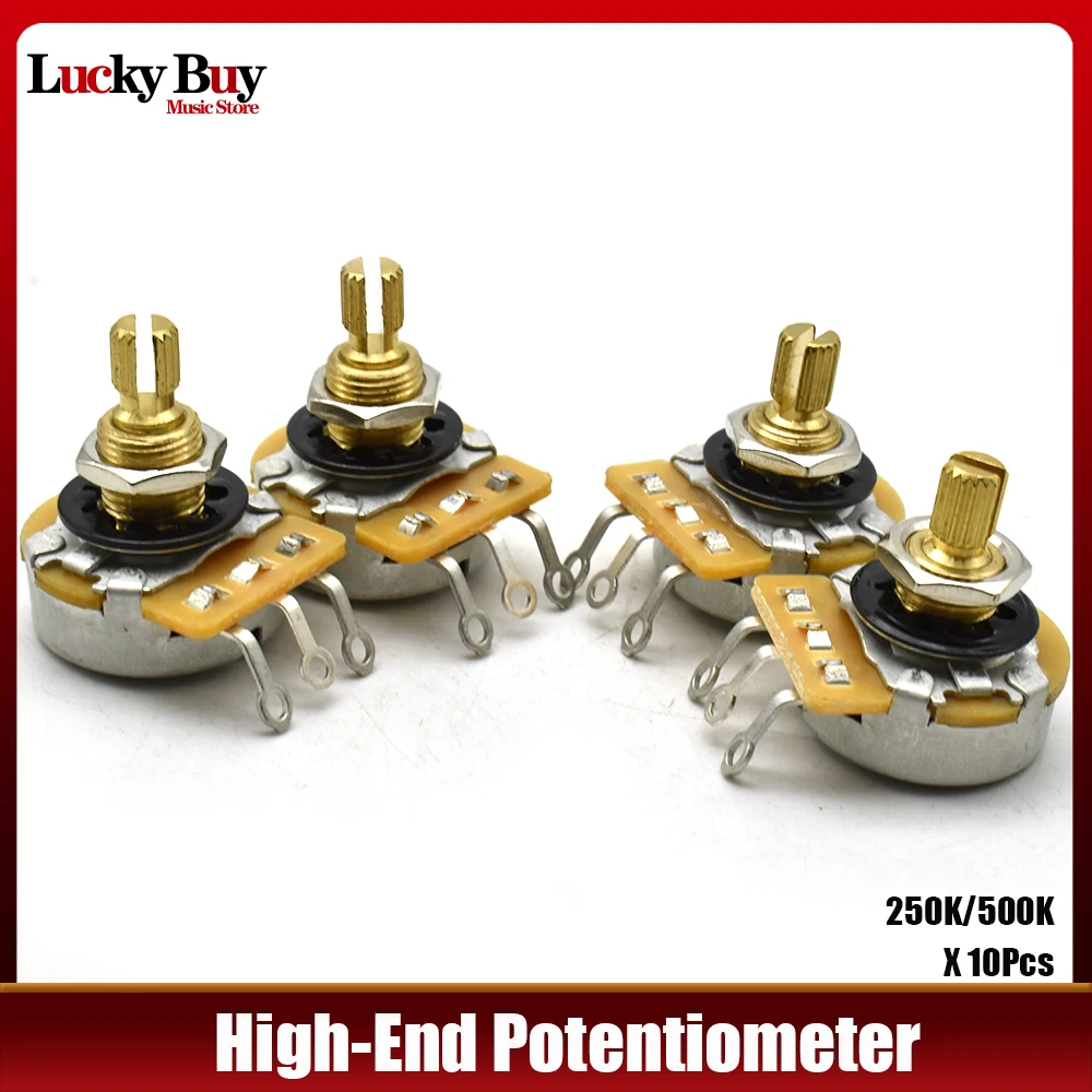 مقياس جهد حجم عمود النحاس للجيتار الكهربائي 10 قطع من النحاس النقي مقياس جهد الجيتار A500K A250K B500K B250K #1
