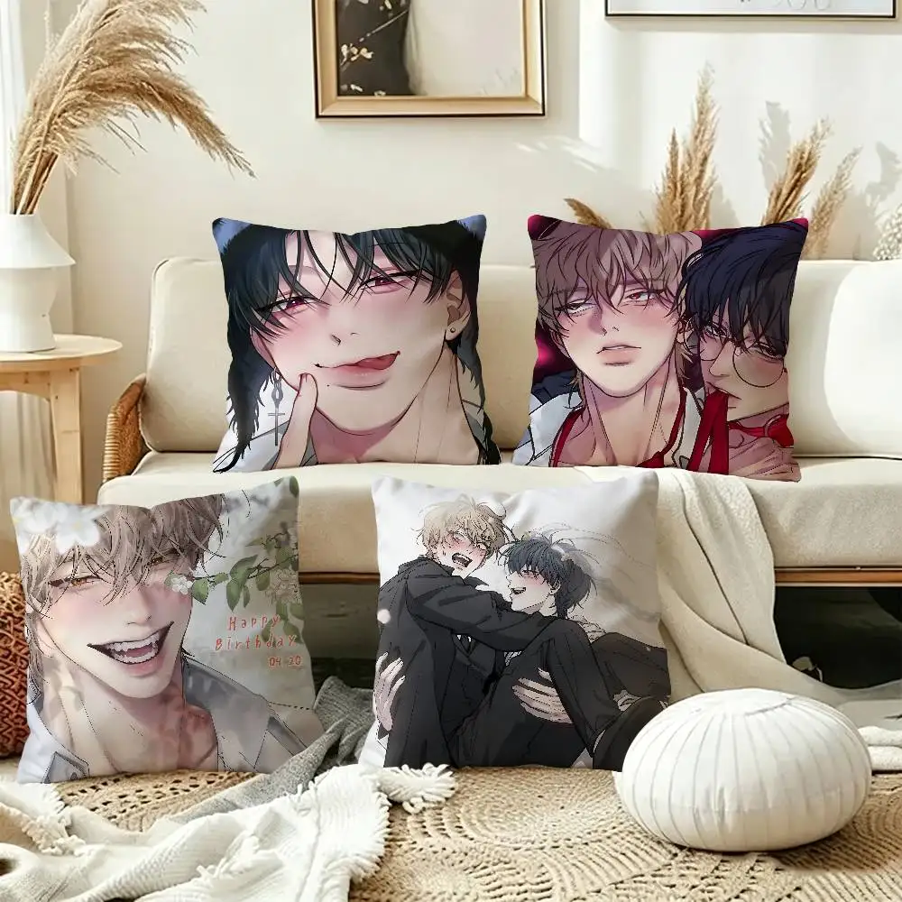 Negative Love cartoon bl Decorative Room Aesthetics Pillow Case Home Decor Bedroom Sofa Bed Couch Pillow Cover 45x45