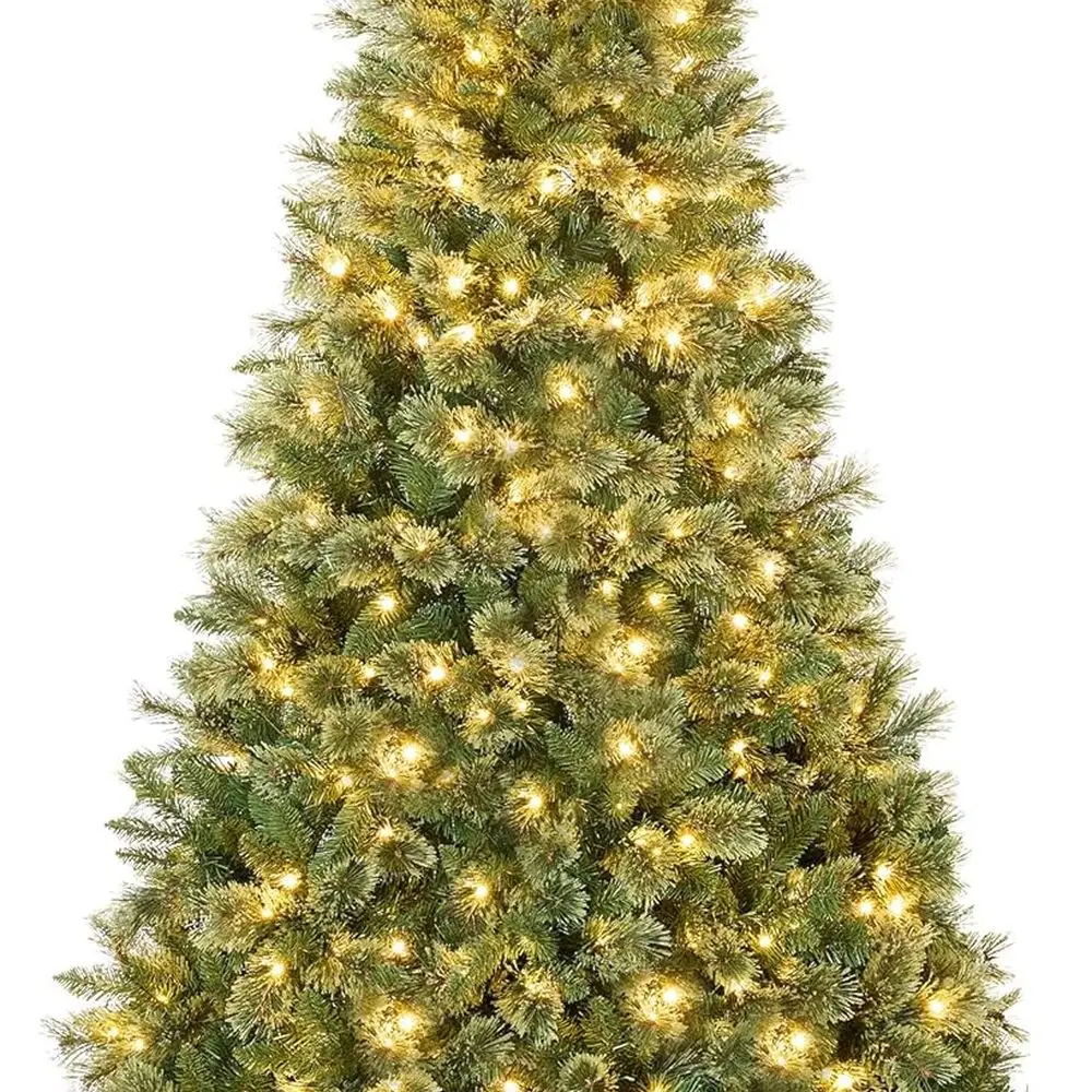 

Кашемировая рождественская елка с предварительной подсветкой на 6 футов, искусственным украшением премиум-класса, беспроводной светодиодной подсветкой 2-в-1 и складной подставкой