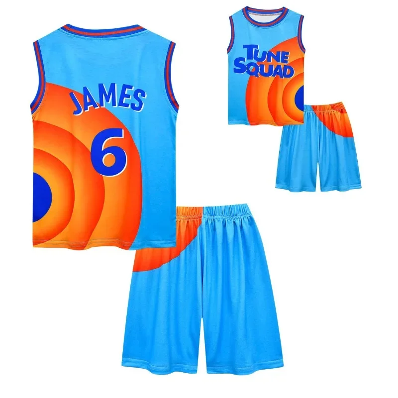 Boys Girls Space Jam 2 Jersey Clothes Tune Squad Basketball Cosplay Vest Shorts Tracksuit Uniform Sports Suit Children Clothing