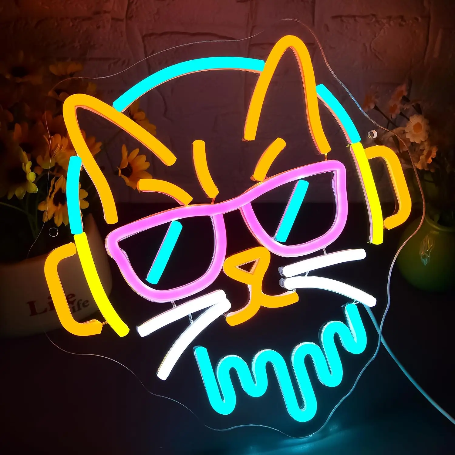 Cool Cat LED Neon Sign USB Neon Light Wall Decor Christmas Gift for Game Room Bedroom Halloween Party Aesthetic Art Neon Lamp