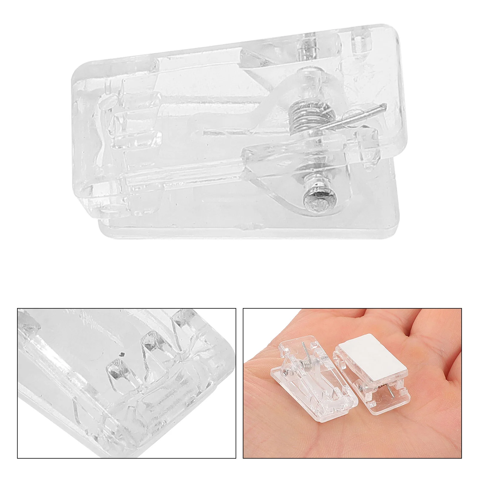 50 Pcs Self-adhesive Small Clip Bag Clips Cable Tacks Hangers Clear Shower Curtain Badge Holders Wall for Hanging Spring