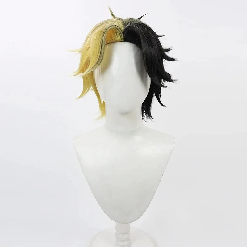 Mashle: Magic and Muscles Rayne Ames Cosplay Wig Black Yellow Heat Resistant Synthetic Hair Halloween Role Play Party   Wig Cap