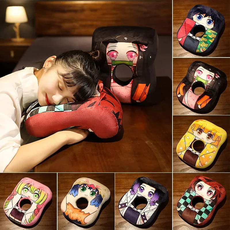 Demon Slayer Throw Pillow 33x24cm  Kamado Nezuko Kamado Tanjirou Iguro Obanai Tsuyuri Kanao Afternoon Nap Pillow Plush Back Cush