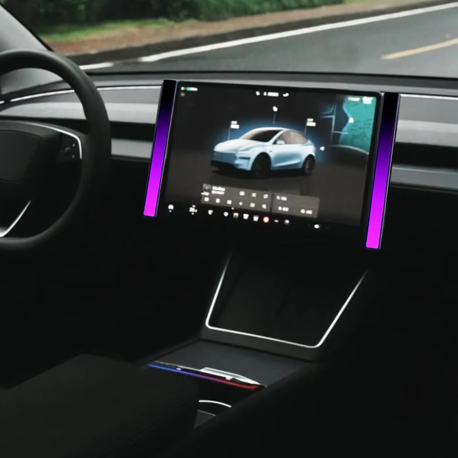 

For Tesla MODEL 3/Y 2017-2025 Screen Sound Pickup Ambient Light Model Y Juniper RGB Music Rhythm Light Colorful