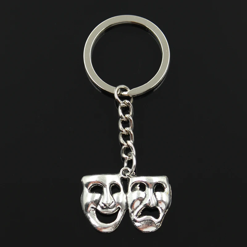 Moda 30mm breloczek metalowy breloczek brelok biżuteria antyczny brąz srebrny kolorowy platerowany komedia tragedia maski 31x23mm wisiorek