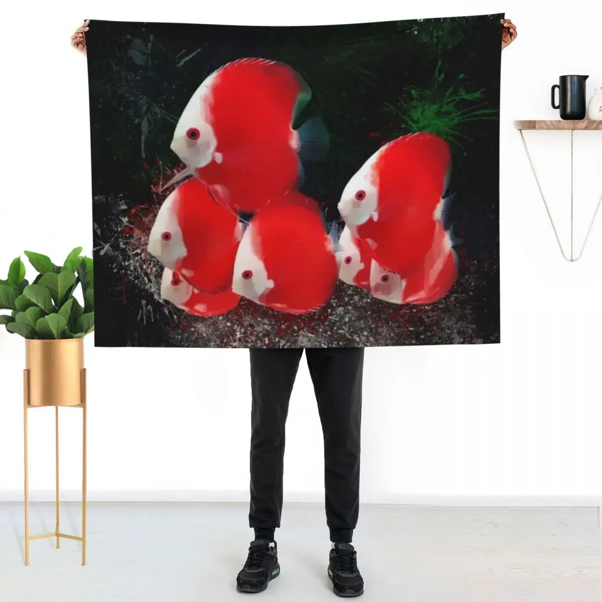

White Face Red Discus School Throw Blanket Modern Design Soft Blanket for Home Decor