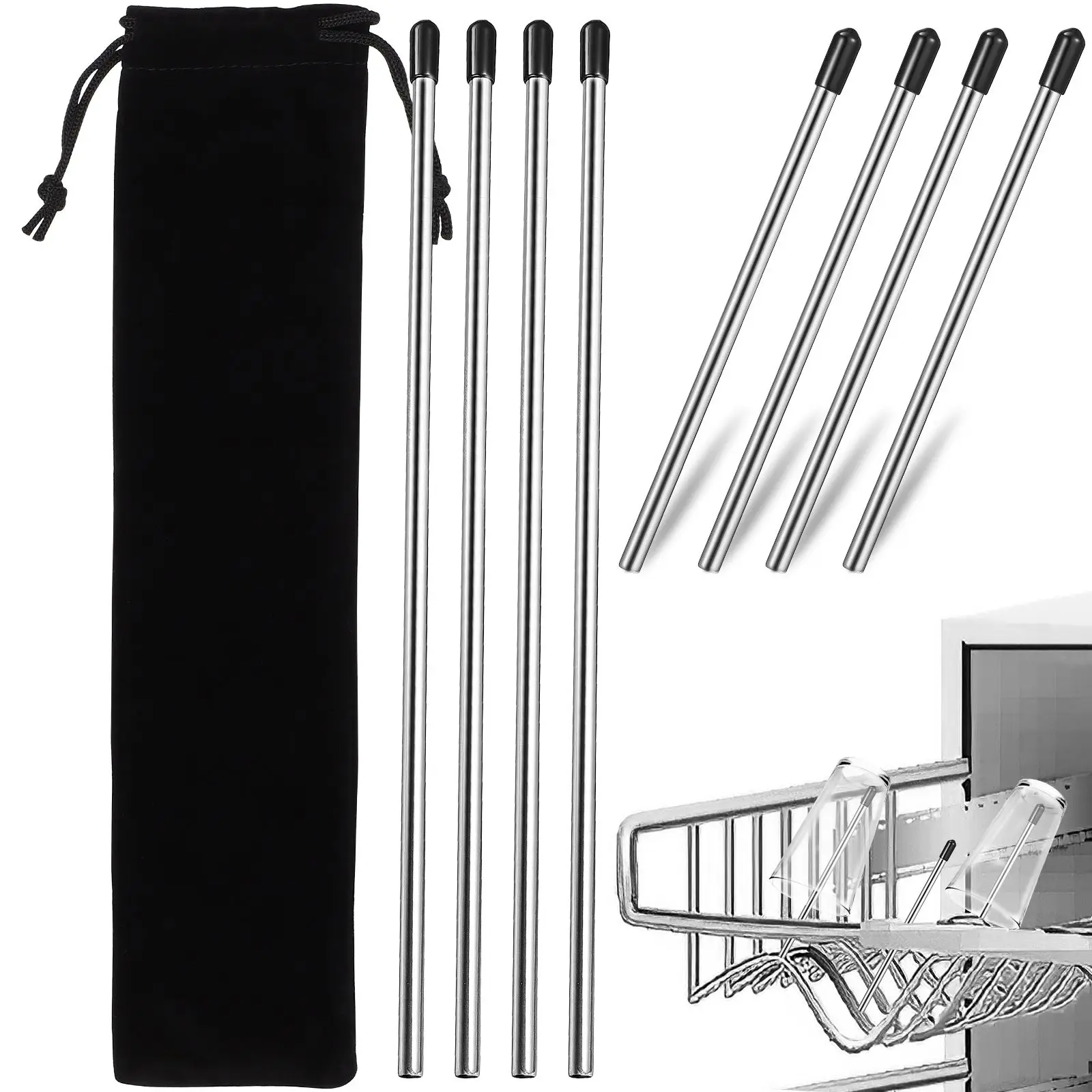 

8 Pcs Stainless Steel Drainer Rods Bottle Holder For Compatible Racks Glass Holders Stemware Inserts Glass Rack Soda Bottle