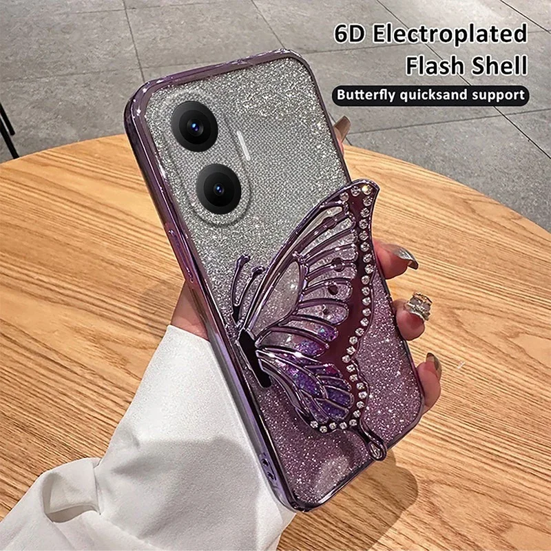 

Flowing sand butterfly Glitter Case For Xiaomi Poco F7 Pro Ultra 5G Cover Shockproof Case For Xiaomi Poco F7 Pro Ultra 5G