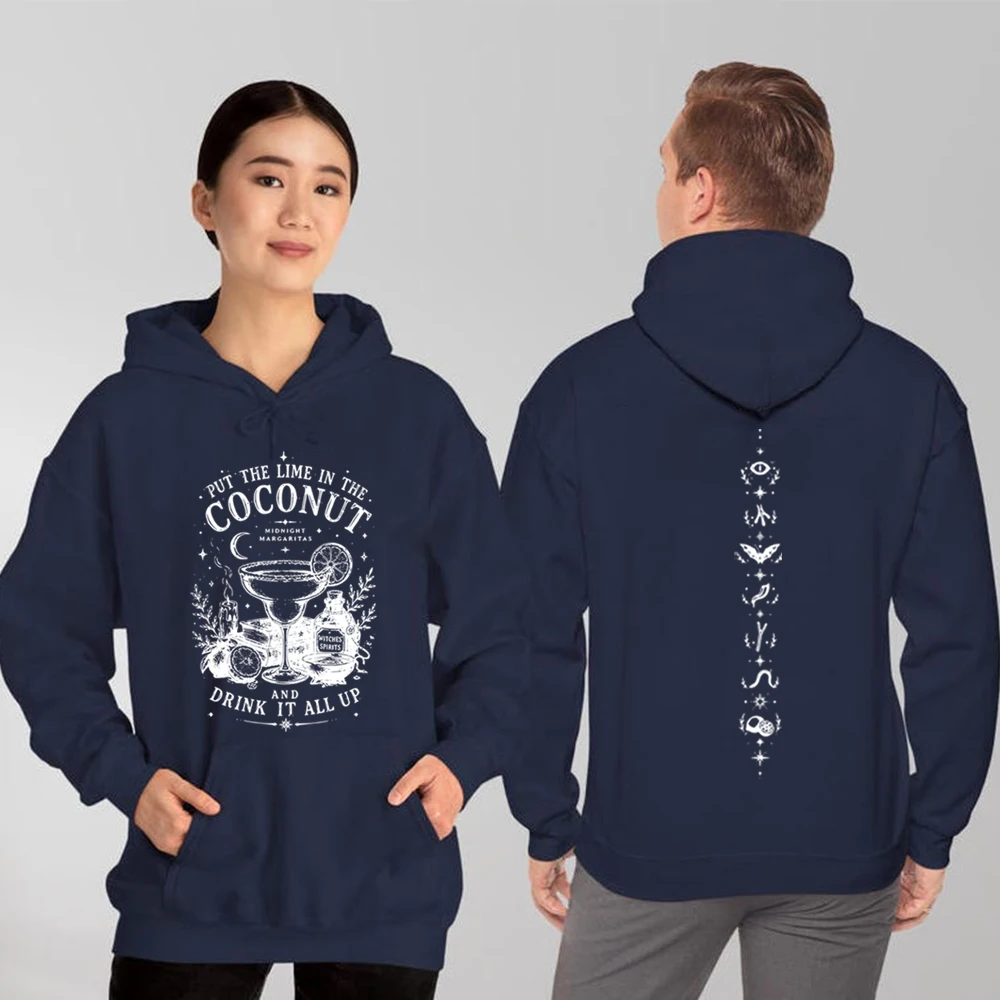 Halloween 2 Side Print Hoodie Practical Magic Midnight Margaritas Shirt Witchy Cocktail Goth Pullover Halloween Gothic Hoodies