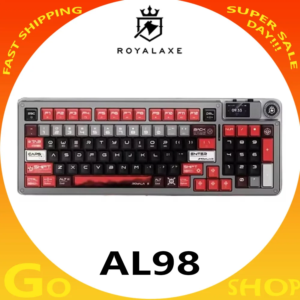 

Royal Axe Al98 Magnetic Switch Keyboard Quick Trigger Smart Screen Three Mode Wireless Gaming Keyboard Low Delay Pc Gamer Gifts