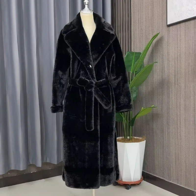 جديد الخريف الشتاء كبيرة الحجم فو المنك معاطف طويلة فو الفراء المتكاملة معاطف الملابس النسائية تصدير موضة الراحة معطف دافئ