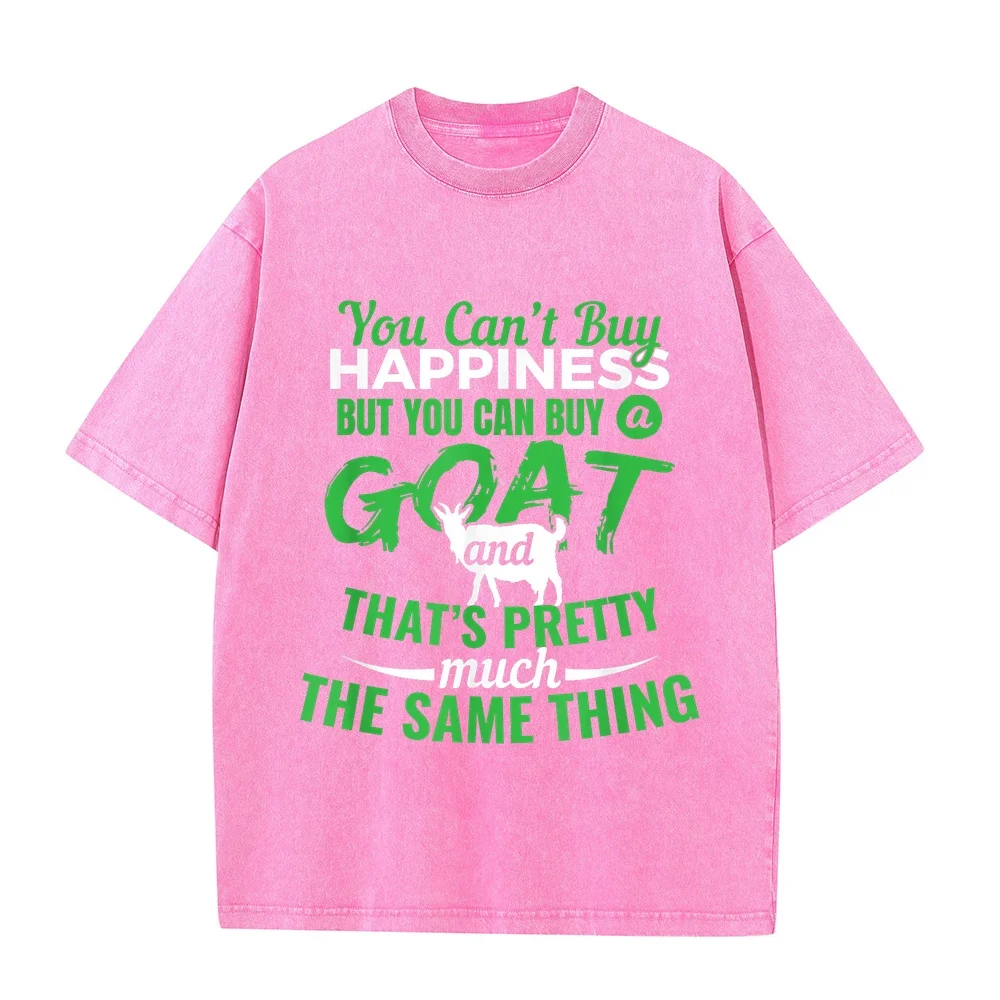 You Can't Buy Happiness But Can A Goat Gift T-Shirt Men Short Sleeve Tee Tops Y2k Clothes Casual Top Print Cotton Funny Quote